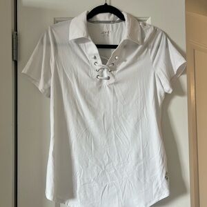 Jofit Women’s Laced Athletic Golf Polo Shirt - White, S
